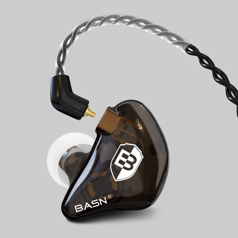 BASN Professional in Ear Monitor Headphones for Singers Drummers Musicians with MMCX Connector IEM Earphones (Pro Clear Brown) - Image 3